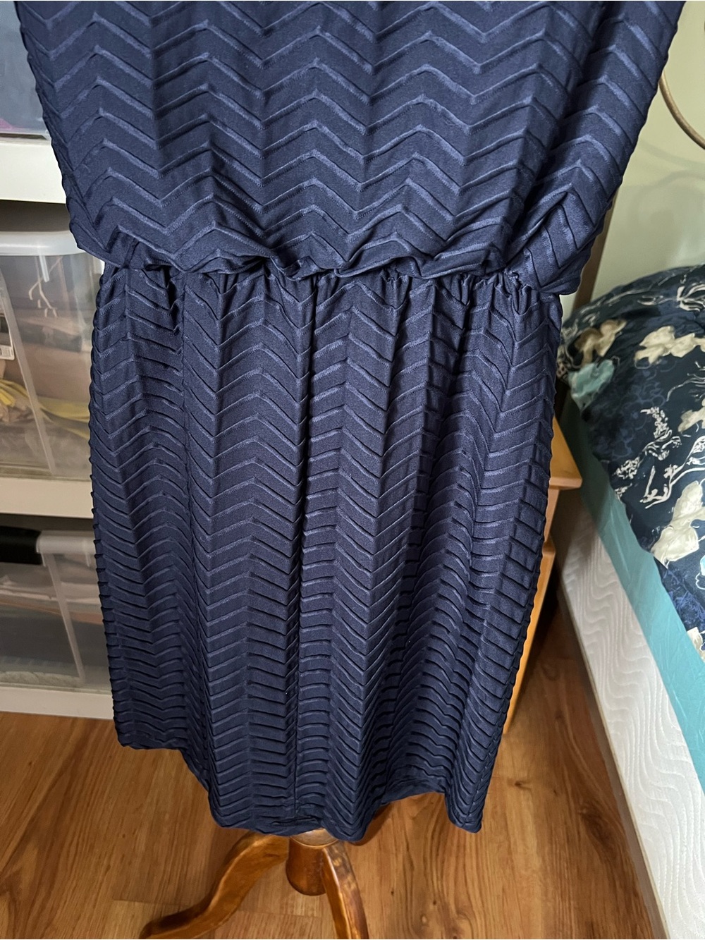 Enfocus Studio Navy Chevron Tie-Waist Midi Dress - Picture 6 of 7